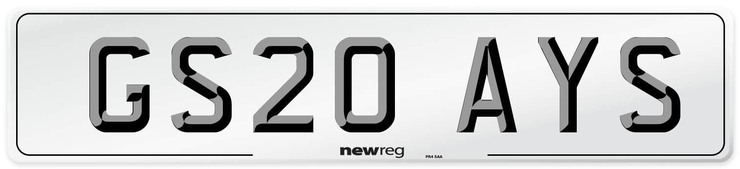 GS20 AYS Number Plate from New Reg